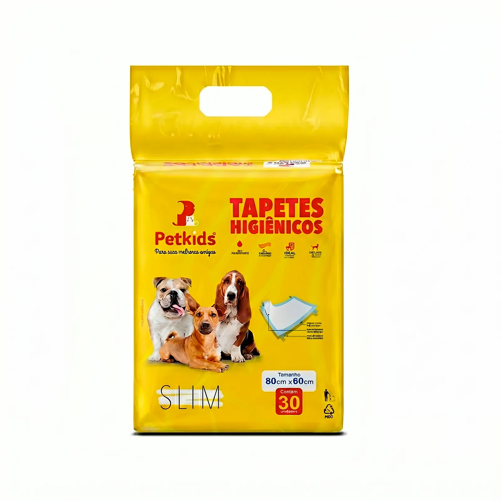 TAPETE HIGIÊNICO 80CMX60CM COM 30 UNIDADES PETKIDS