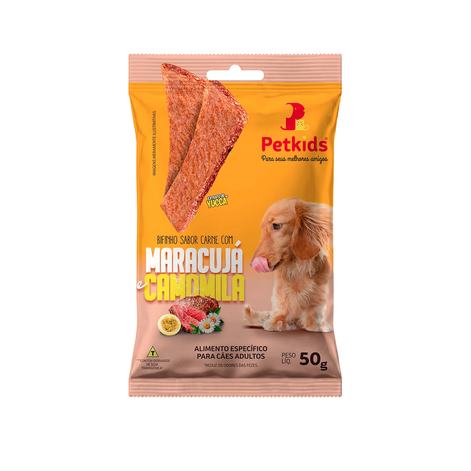 BIFINHO SABOR CARNE COM MARACUJÁ E CAMOMILA 50G PETKIDS